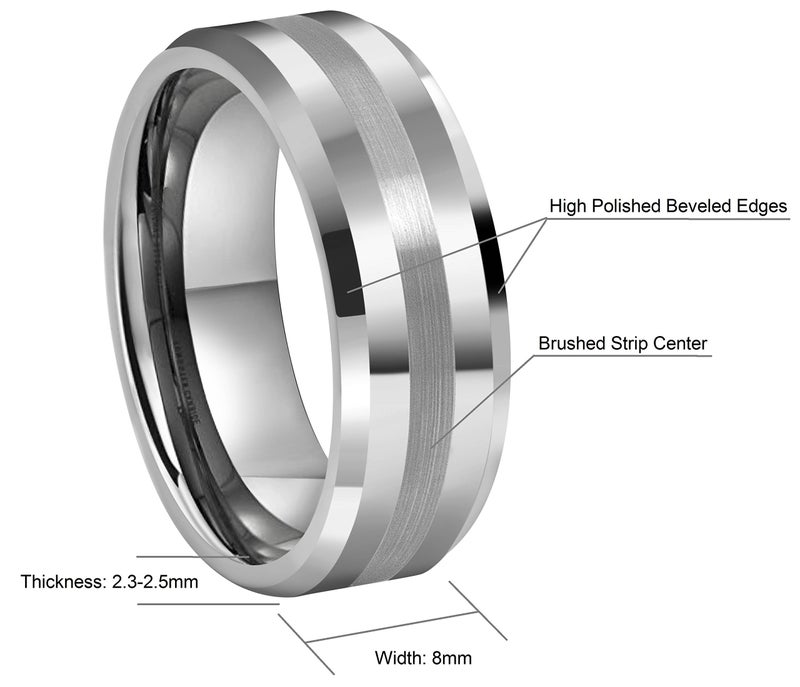 CROWNAL 6mm 8mm 10mm Tungsten Carbide Wedding Band Ring Engraved I Love You Men Women Brushed Strip Beveled Edge (10mm,17) - Image 4
